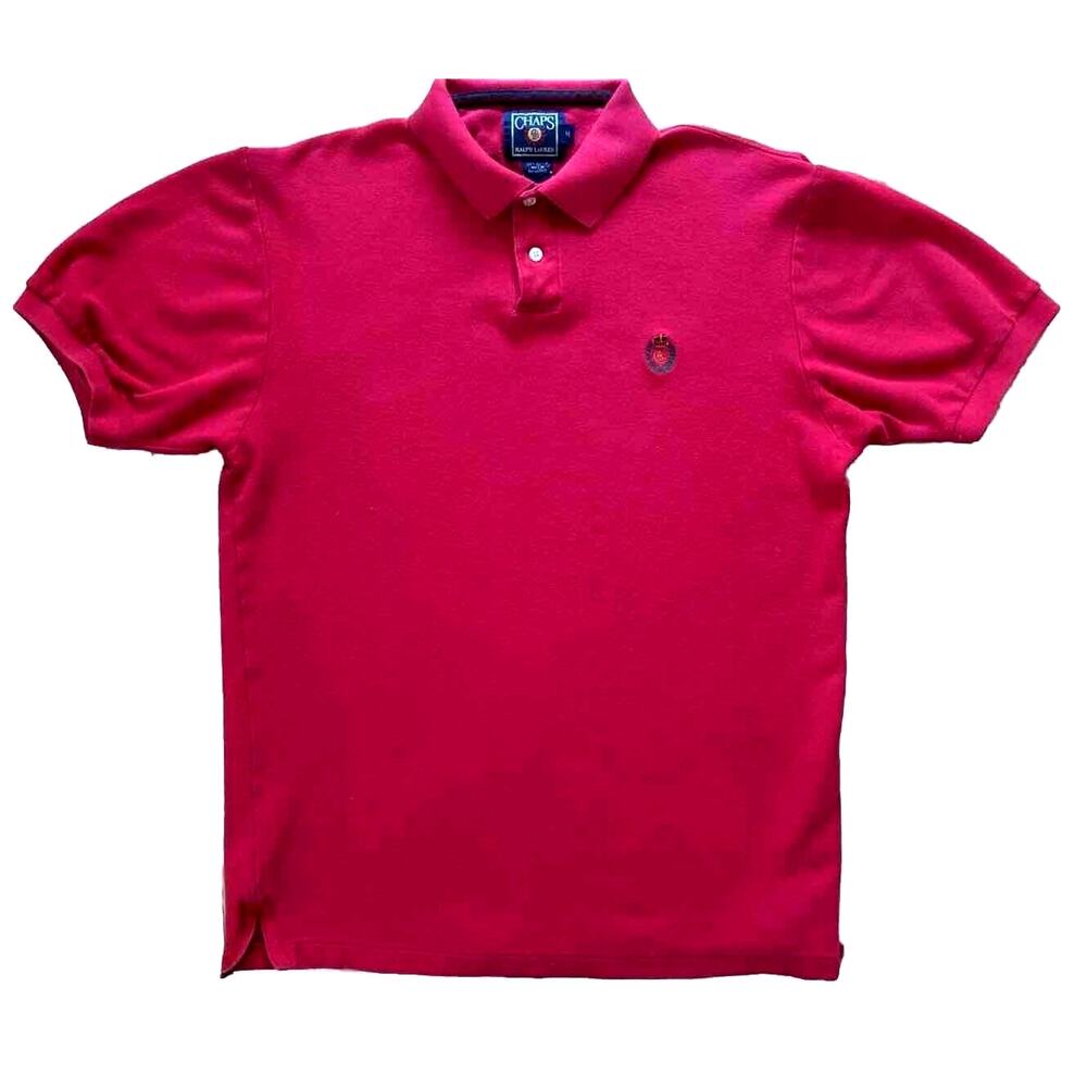 Ralph Lauren Polo Shirt by Chaps Mens Medium Red Cotton Short Sleeve